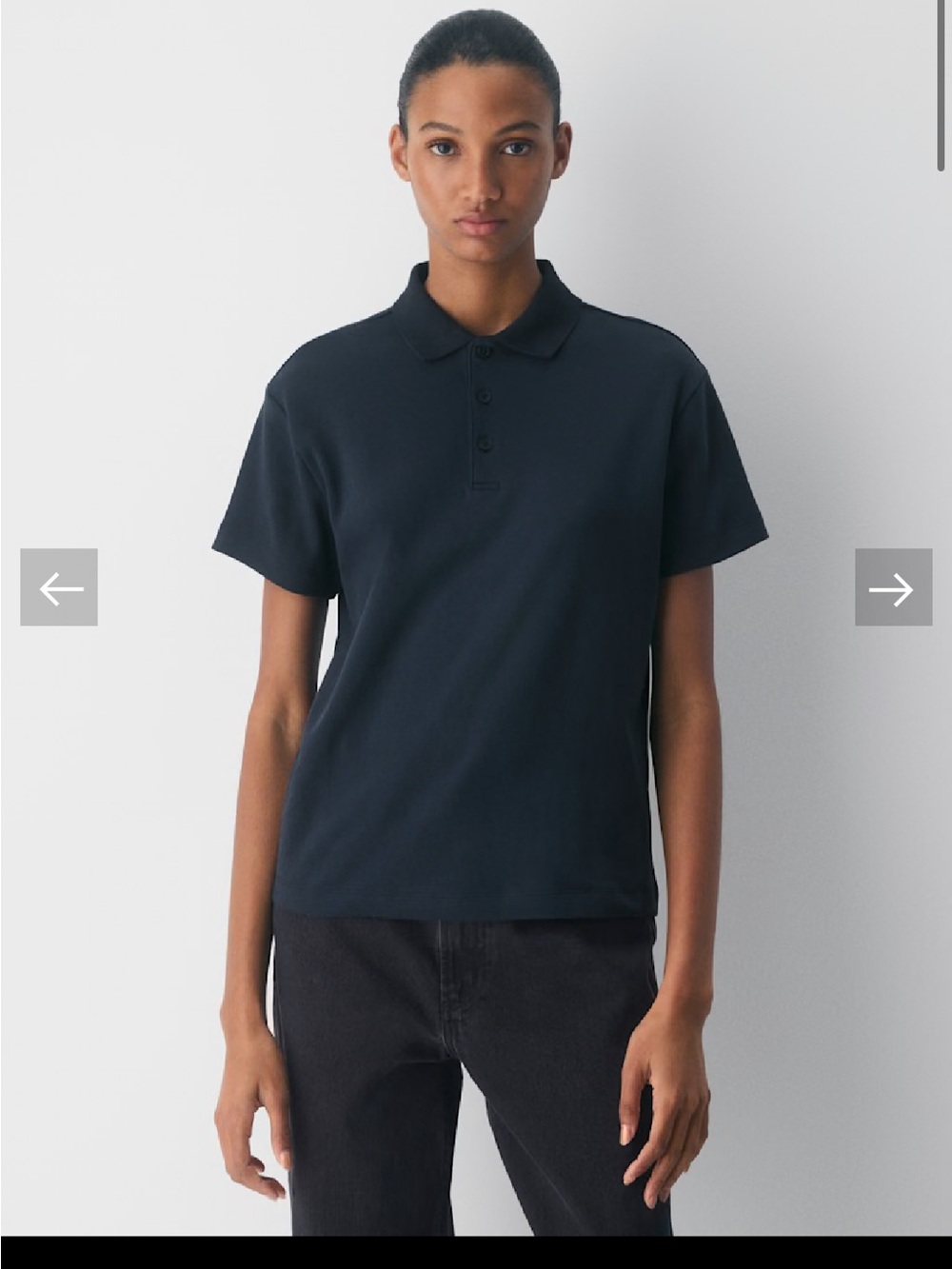 Aritzia Babaton InterLock Navy Short-Sleeve Polo Tee